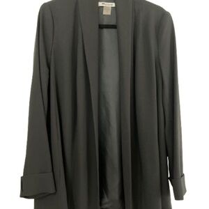 Black Crepe Women's Dress Jacket Flowy Blazer Wrap Sz 10